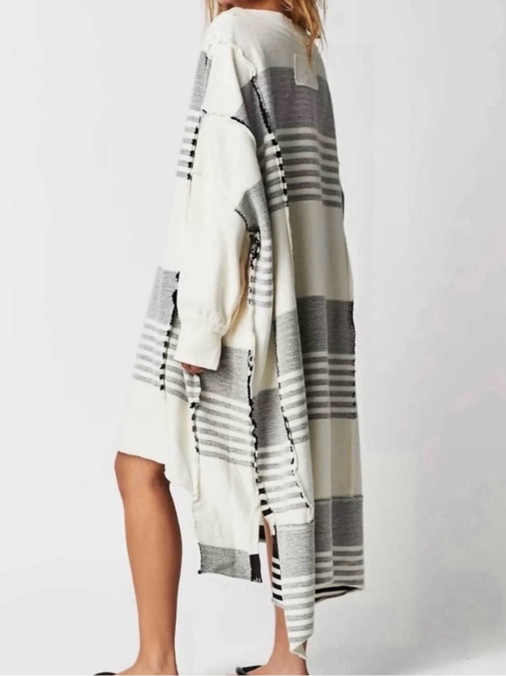 Free People Oversized Off The Shelf Maxi Top Sweatshirt Reversible, Sz M